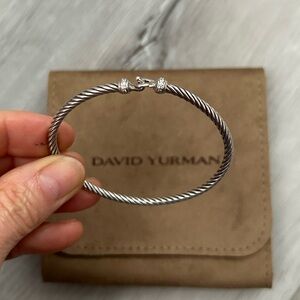 David Yurman Classic Cable Bracelet with diamonds and hook closure